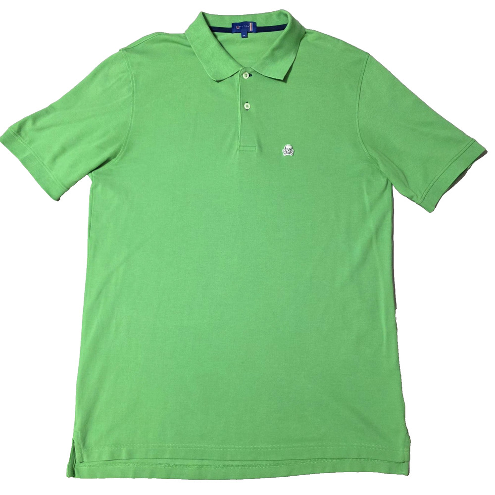 Stitch Golf Polo Shirt Men's ML Green Giza Cotton Skull Crossbones Spring 2020